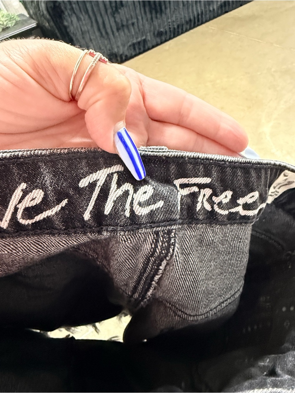 We The Free Washed Gray Frayed Hem Denim Mini Skirt - Picture 5 of 5